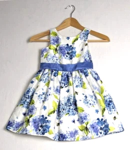 Gymboree Mädchen Gr. 4 gefüttert ärmellos Blumenmuster KLEID periwinkle Blüten - Bild 1 von 16