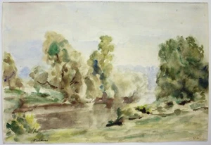 Vernon Wethered (1865-1952) Landschaftsaquarell mit Fluss. - Bild 1 von 5