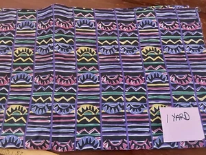 Quilting Fabric Purple Multicolor All Over Print Cotton 1 Yard - Picture 1 of 1