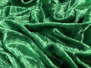 Crushed Velvet Panne Velour Dress Fabric, Per Metre - plain - Emerald Green - Picture 1 of 3