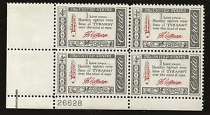 US Scott #1141, Plate Block #26628 1960 Jefferson 4c FVF MNH Upper Left - Picture 1 of 1