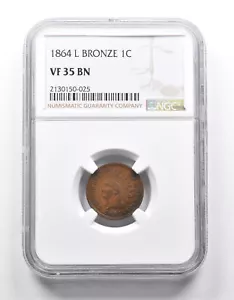 VF35 BN 1864-L Indian Head Cent Bronze NGC *9927 - Picture 1 of 3