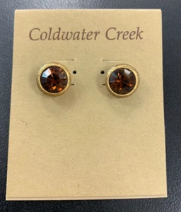 NUEVO CON ETIQUETAS Coldwater Creek Facetado Textura Bronce Ámbar Piedra Pendientes Nuevo Tachuela - Imagen 1 de 4