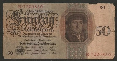 1924 GERMANY 50 REICHSMARK NOTE - Image 1 of 2