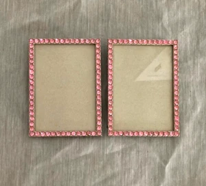 2 Vintage Silver Tone Metal Crystal Jeweled 3.5x5" Elegant Frames - New!! - Picture 1 of 2
