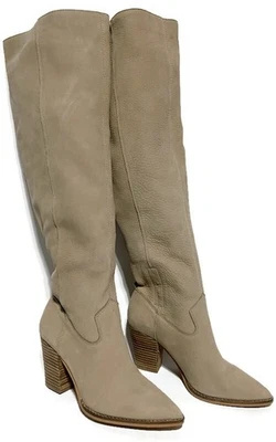 Lucky Brand Calypso Knee High Boots Size 6M Grayish Brown Suede Leather 3" Heels - Image 1 of 4