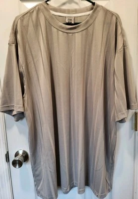 Stacy Adams Mens 3 XL Shirt Short Sleeve Gray Vertical Stipes - Image 1 of 4