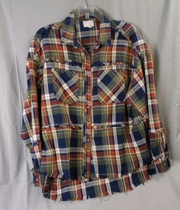 Camicia oversize Oli And Hali in flanella con frange rossa e multicolore grande - Foto 1 di 5