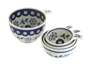 Blue Rose Polish Pottery Blue Violet Measuring Cup Set - Picture 1 of 2