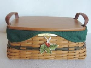 Longaberger 2002 Christmas Traditions Korb mit Stoffeinsatz Deckelschutz & Etikett - Bild 1 von 10