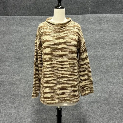 Ecote Sweater Womens Small Mock Neck Wool Blend Pullover Space Dye Brown Boho - Image 1 of 4