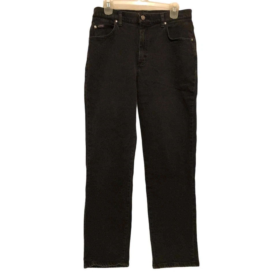 Женские джинсы Lee Riders 12 M черные выцветшие джинсовая ткань с высокой талией 90-е винтажные Y2K гранж - Изображение 1 из 4