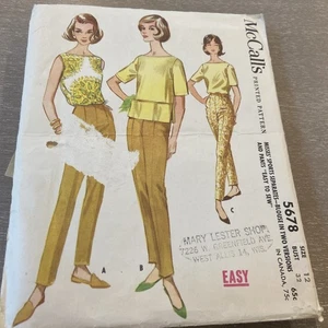 McCall’s 5678 Vintage Pattern Side Zip Pants Blouse 1960 Retro Cottagecore - Picture 1 of 5