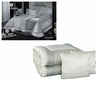 Trapunta Trapuntino Matrimoniale  Smeralda PANNA ARGENTO - Immagine 1 di 2