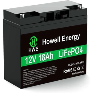12V 18Ah Lithium Battery, 5000+ Cycles LiFePO4 Deep Cycle Battery for Solar S... - Picture 1 of 8