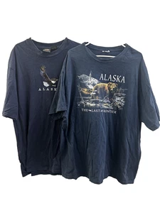 Lot (2) Vintage Alaska T Shirt Fits Mens Size XL 90s Embroidered Nature - Picture 1 of 13