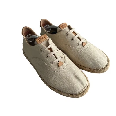 OluKai Zapatos Mujer 7 Lino Alpargata Kaula Pa'a Li Zapatilla Con Cordones Parte Superior Baja Foto 1 de 4