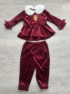 Vintage Big Bird Sesamstraße elegantes Set 18M burgunderrot Samt Kunstfellbesatz - Bild 1 von 18