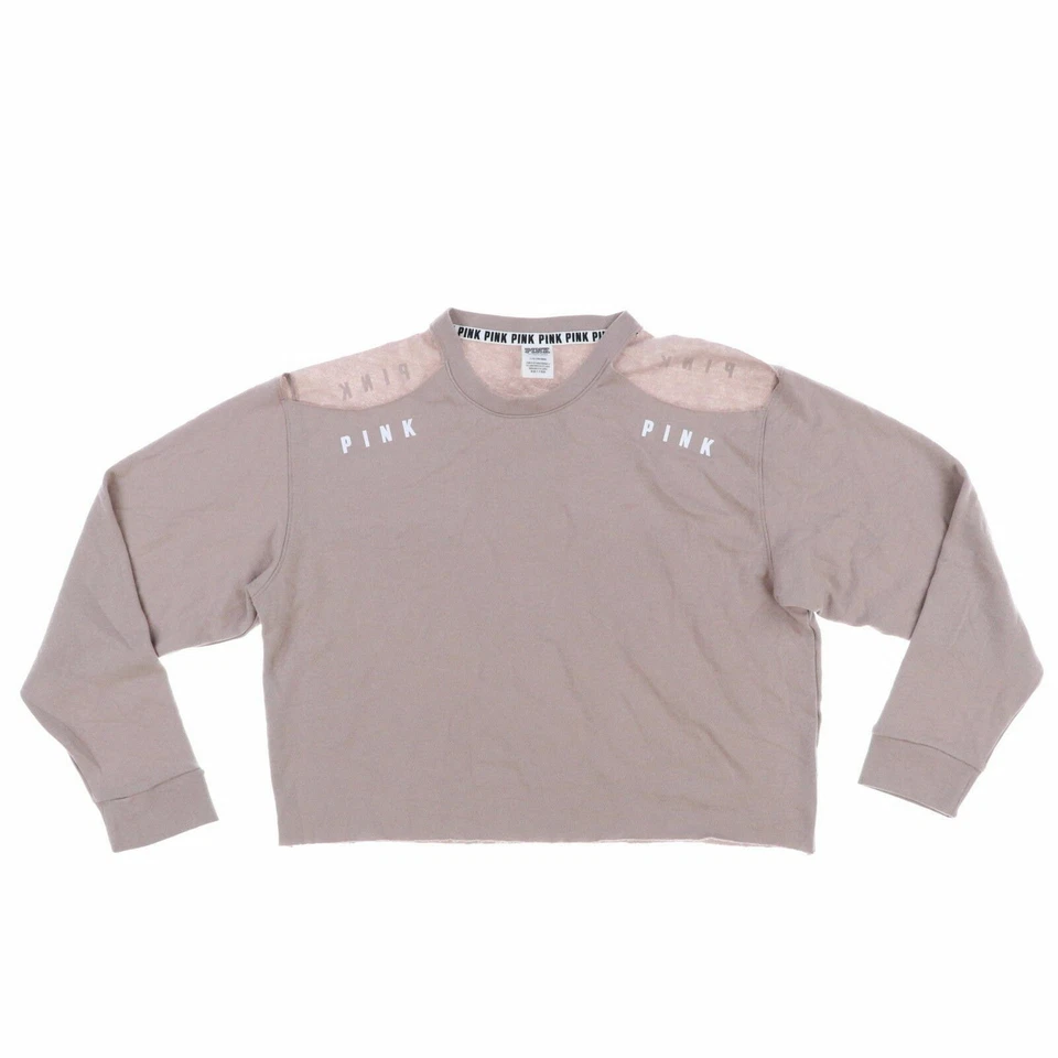 Victoria's Secret Rosa Mujer Sudadera Recortada Pullover Logo Manga Larga Nueva Foto 1 de 1