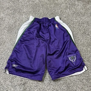 Vintage Reebok NBA Milwaukee Bucks Purple Reversible Basketball Shorts Youth L - Picture 1 of 7