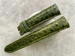 Correa de reloj de cuero con estampado de cocodrilo cocodrilo verde 19 mm/16 mm - Imagen 1 de 1