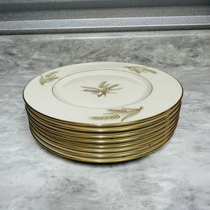 Set Of 8 Lenox Harvest Wheat 24k Gold Rim Salad Plates 8.25 Inch R-441 Excellent - Picture 1 of 6