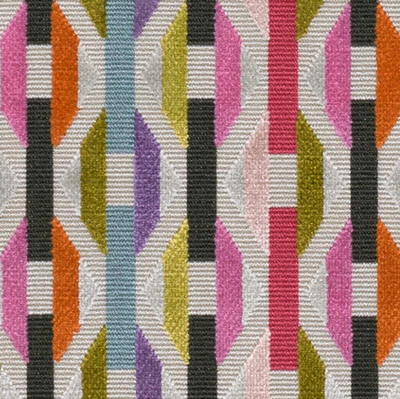 Romo Interlocking Geometric Cut Velvet Fabric- Onetti / Peony 2.10 yds 7843/06 - Image 1 of 2