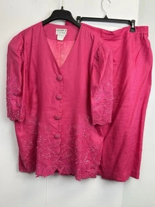 Conjunto Falda Vintage Action I Jay Daniels Talla 18 Rosa Forrada Con Cuentas Manga Corta - Imagen 1 de 13
