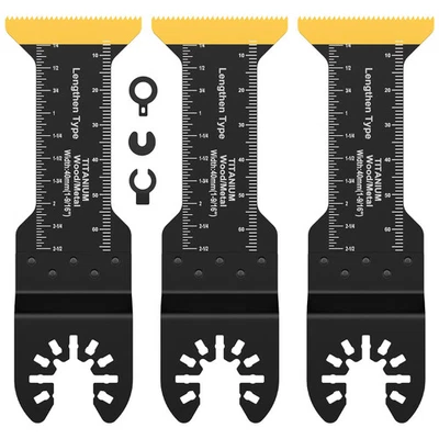 3Pcs Extra-Long Titanium Bi-Metal Oscillating Saw Blade Set Multitool Blades UK - Image 1 of 4