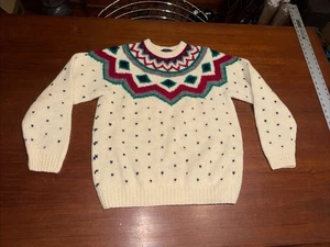 Vintage Woolrich Sweater Womens Medium Wool Crew Neck Pullover Nordic Ski Winter - Picture 1 of 12
