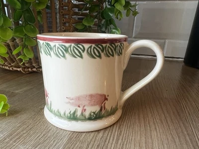 Brixton Pottery Pink Pig Large Coffee Mug – Hand Decorated UK Spongeware - Image 1 of 4