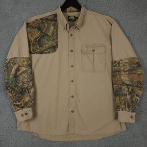 Cabelas Shooting Shirt Mens XL Beige Seclusion 3D Camo Button Down Hunting Camp - Picture 1 of 19