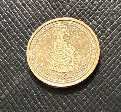 British Virgin Islands 1988 Gold $50 Proof with spots Ceremonial Headdress - Image 1 of 2