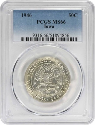 Iowa Commemorative Silver Half Dollar 1946 MS66 PCGS - Image 1 of 2