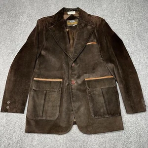 Brazilia D&H Western Suede Blazer Leather Jacket 44 Brown 2 Button Sports Coat - Picture 1 of 12
