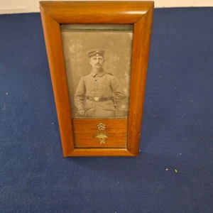 Alter Tischbilderrahmen Jugendstil mit Militärfoto WK1 - Bild 1 von 4