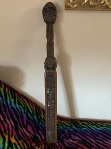 Unusual Vtg Hand Carved Double Headed Snake Folk Art Sculpture Large 30 Inch. - Bild 1 von 8