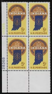 US Scott #1308, Plate Block #28368/28326 1966 Indiana 5c FVF MNH Lower Left - Picture 1 of 1