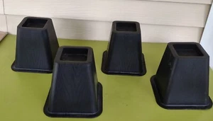 4 Black Plastic Wood Grain Finish Bed Risers. HBL - Picture 1 of 6