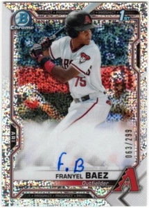 2021 1° Bowman Chrome Prospect rifrattore macchie auto CPA-FB Franyel Baez - Foto 1 di 2