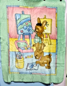 Vintage 1980er Jahre MORA gemütlich weich Plüschtier Baby Decke Hase Kaninchenbett Bett Kinderzimmer LRG - Bild 1 von 13