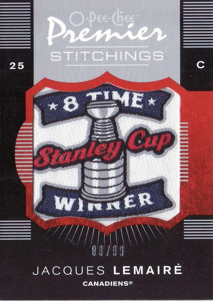 2007-08 JACQUES LEMAIRE O-PEE-CHEE PREMIER STITCHINGS MFG. PATCH CARD 88/99 - Image 1 of 1