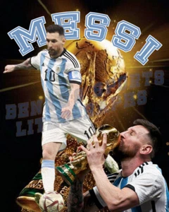 Litografía de fútbol de la Copa Mundial Argentina estampada de Lionel Messi 2022 - Imagen 1 de 1