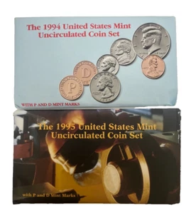1994 & 1995 United States Mint Uncirculated Coin Set P & D Marks - Picture 1 of 4