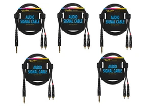 Audiokabel RCA auf 6.3mm Klinke 0,75m schwarz 5 Stück Stereo Anschluss NEU TOP - Bild 1 von 2