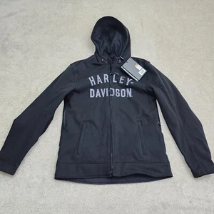 Harley-Davidson Men Medium Deflector Hooded Riding Fleece Black - Picture 1 of 11