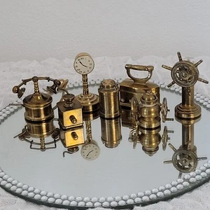 Vintage Brass Miniatures Doll House Lot of 7 Made in Holland - Afbeelding 1 van 17