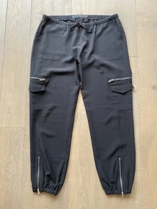 SILVIAN HEACH Womens Black Carrot Zip Pocket Crepe Trouser, Size L, EUC - Picture 1 of 11