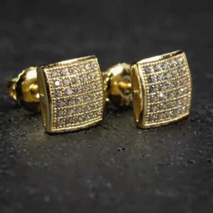1.20CT Round Cut Natural Diamond Cluster Wedding Gift Men's Ring 14k Yellow Gold - Picture 1 of 14