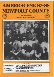 Mar 88 NEWPORT COUNTY v WOLVES includes insert Newport last season - Picture 1 of 1